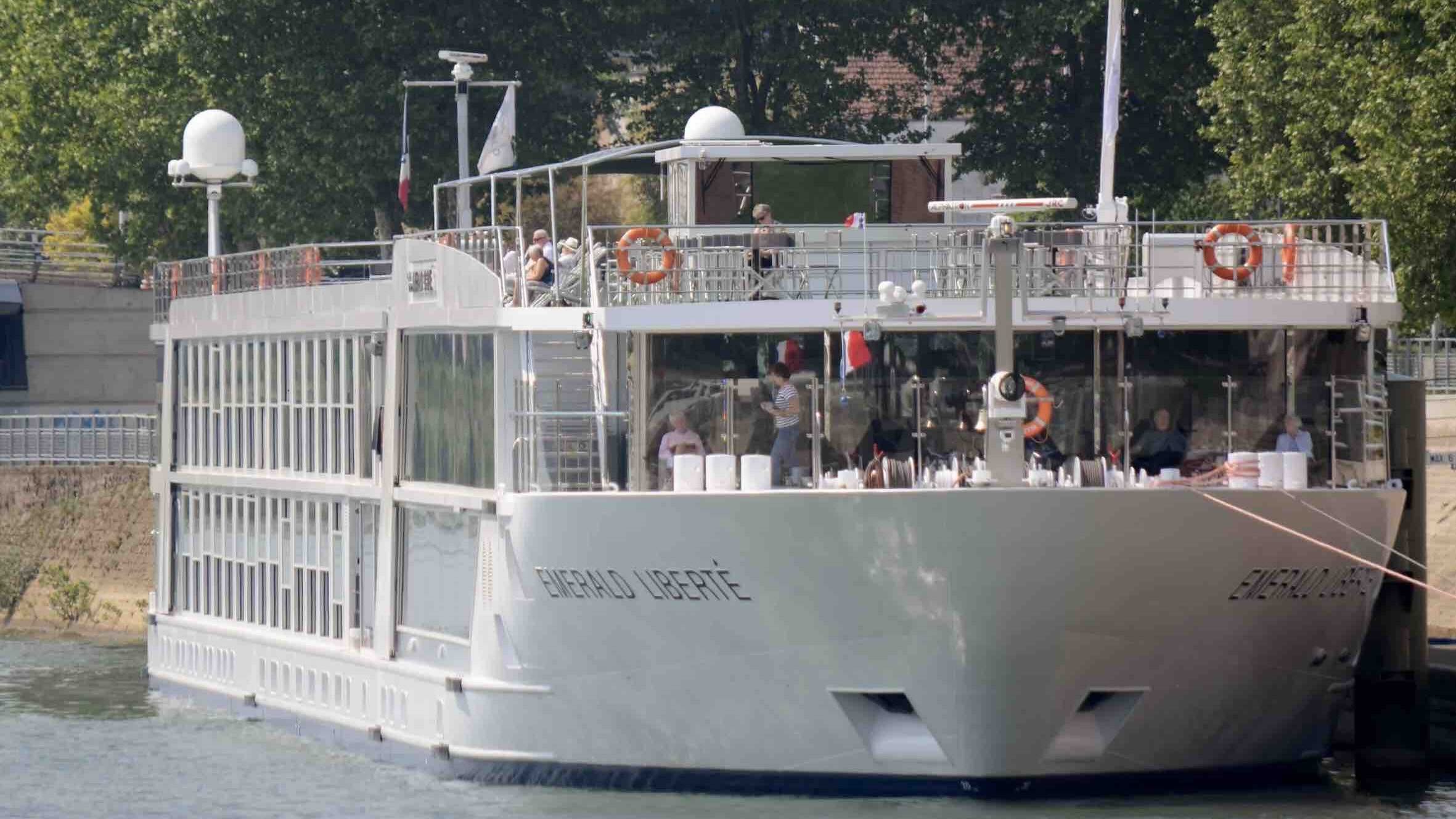 Emerald Liberte docked along a romantic Rhone River Cruise 