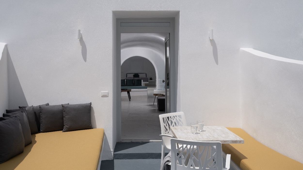 White Cave Suite with patio at one of the best boutique hotels in Santorini