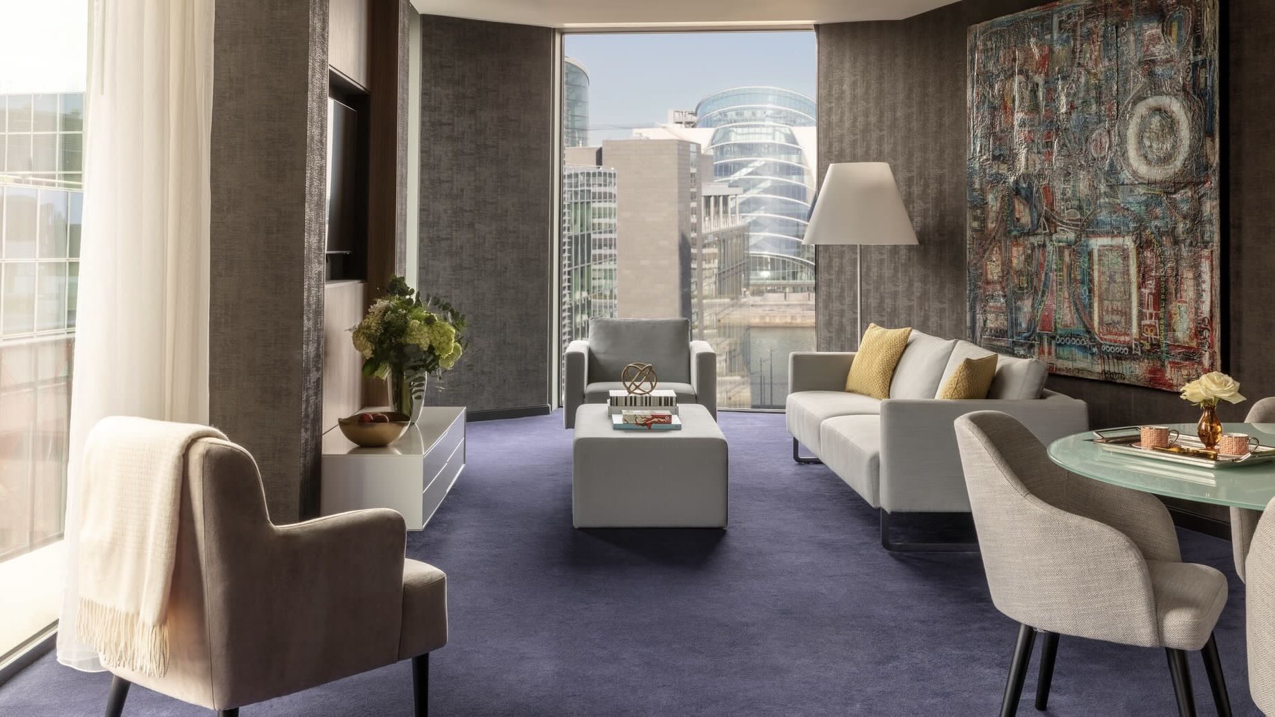 Anantara The Marker Dublin beedroom with iving area at one of the best 5-star hotels in Dublin, Ireland