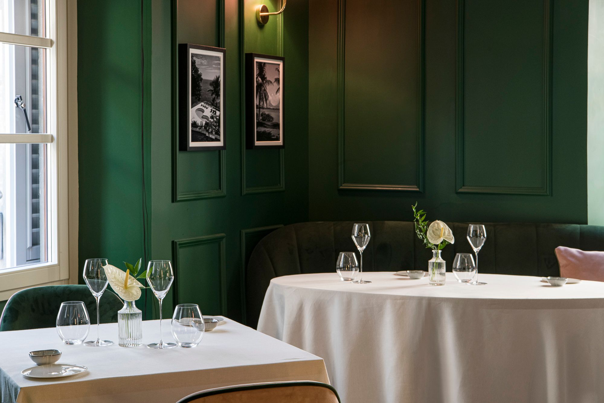 Luca's Restaurant tables with wine glasses