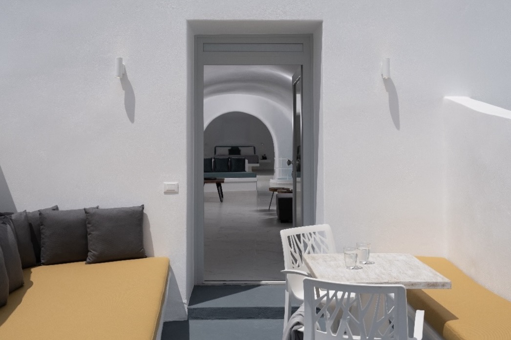 White Cave Suite with patio at one of the best boutique hotels in Santorini
